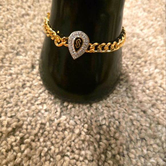 21kgp Dubai Jewelry Elegant Gold Bracelet with Silver Accents - Picture 1 of 7